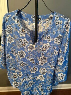 JJill Vibrant Blue Linen Top 1X